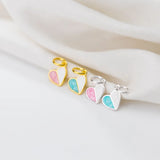925 Silver Pink&Blue Heart Charms Small Choker Bracelet Pendants DIY Jewelry