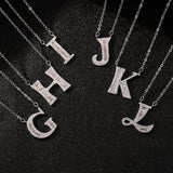 925 Silver Love Pendant Necklace CZ Letter Collar Charms