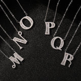 925 Silver Love Pendant Necklace CZ Letter Collar Charms