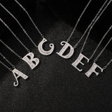 925 Silver Love Pendant Necklace CZ Letter Collar Charms