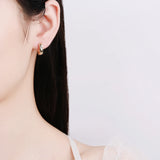 925 Silver Romantic Purple Clear Heart Zircon Hoop Earrings