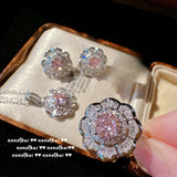 925 Silver Pink CZ Jewelry Set for Women