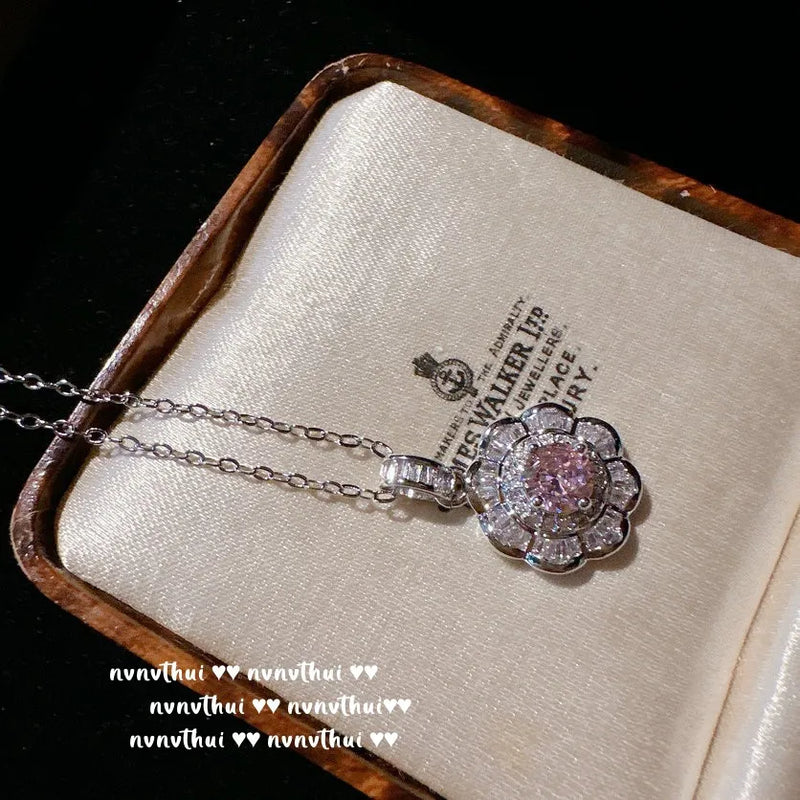 925 Silver Pink CZ Jewelry Set for Women