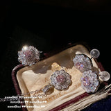 925 Silver Pink CZ Jewelry Set for Women