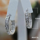 925 Silver Zircon Crystal Circle Piercing Hoop Earrings