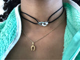 925 Silver Handcuff Necklace With Zircon Pendant