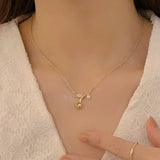 925 Silver Rose Blossom Necklace Zircon Collar Chain Gift for Girlfriend