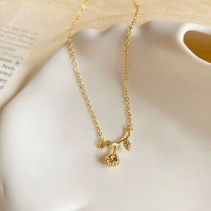 925 Silver Rose Blossom Necklace Zircon Collar Chain Gift for Girlfriend