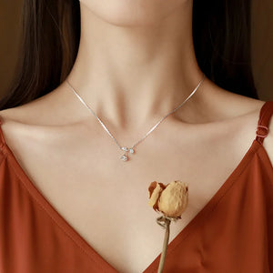 925 Silver Rose Blossom Necklace Zircon Collar Chain Gift for Girlfriend