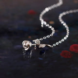 925 Silver Rose Blossom Necklace Zircon Collar Chain Gift for Girlfriend