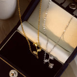 925 Silver Rose Blossom Necklace Zircon Collar Chain Pendant