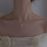 925 Silver Rose Blossom Necklace Zircon Collar Chain Pendant