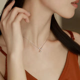 925 Silver Rose Blossom Necklace Zircon Collar Chain Pendant