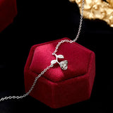 925 Silver Rose Blossom Necklace Zircon Collar Chain Pendant