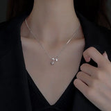 925 Silver Rose Blossom Necklace Zircon Collar Chain Pendant
