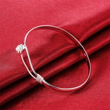 925 Silver Rose Flower Bangle Bracelet Wedding Engagement Jewelry