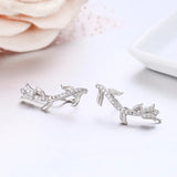 925 Silver Rose Flower CZ Ear Climber Stud Earrings Women Jewelry