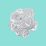 925 Silver Rose Flower Open Ring Hollow Out For Women Wedding Party