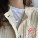 925 Silver Rose Flower Oval Necklace Women Sweater Chain French S-N933