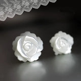 925 Silver Rose Flower Stud Earrings Women Bride Jewelry