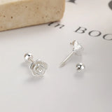 925 Silver Rose Flower Stud Earrings for Girls Charm Ins Plant Ear Nail