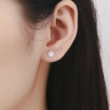925 Silver Rose Flower Stud Earrings for Girls Charm Ins Plant Ear Nail