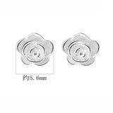 925 Silver Rose Flower Stud Earrings for Girls Charm Ins Plant Ear Nail