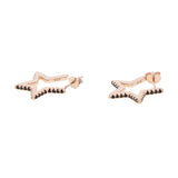 925 Sterling Silver Rose Star Shaped Earrings Zirconia Jewelry