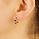 925 Sterling Silver Rose Star Shaped Earrings Zirconia Jewelry