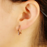 925 Sterling Silver Rose Star Shaped Earrings Zirconia Jewelry