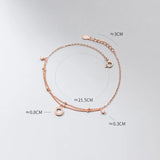 925 Sterling Silver Rose Circle Ankle Bracelet 21.5 CM Adjustable