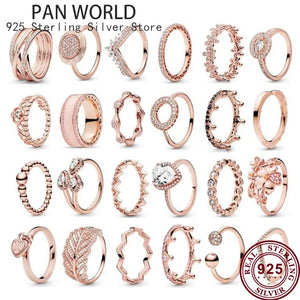 925 Silver Rose Daisy Crown Women's Love Pan Ring Wedding Party Gift Jewelry