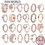 925 Silver Rose Daisy Crown Women's Love Pan Ring Wedding Party Gift Jewelry
