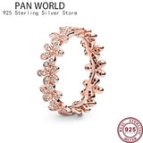 925 Silver Rose Daisy Crown Women's Love Pan Ring Wedding Party Gift Jewelry