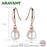 925 Silver Rose Drop Earrings Women Freshwater Pearl Wedding Jewelry