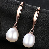 925 Silver Rose Drop Earrings Women Freshwater Pearl Wedding Jewelry
