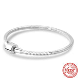 925 Silver Rose Gold Barrel Clasp Snake Chain Bracelet