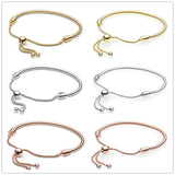 925 Sterling Silver Rose Moments Sliding Clasp Bracelet
