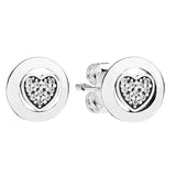 925 Silver Rose Padlock Heart Circle Earring for Europe Bracelet