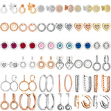 925 Silver Rose Padlock Heart Circle Earring for Europe Bracelet