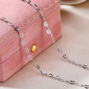 925 Silver Platinum Heart Chain Necklace 40 45 Long 2.2 MM