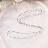 925 Silver Platinum Heart Chain Necklace 40 45 Long 2.2 MM