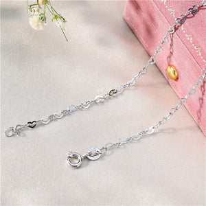 925 Silver Platinum Heart Chain Necklace 40 45 Long 2.2 MM