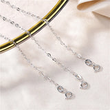 925 Silver Platinum Heart Chain Necklace 40 45 Long 2.2 MM