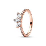 925 Silver Rose Series Stackable Rings with Zircon Heart-Shaped Flower