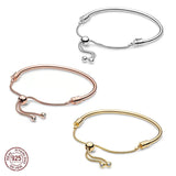 925 Silver Rose Adjustable Bracelet Snake Bone Chain