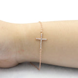 925 Silver Cross Jesus Charm Bracelet with Zircon
