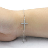 925 Silver Cross Jesus Charm Bracelet with Zircon