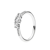 925 Silver Rose Wishbone Heart Crown Star Zircon Rings