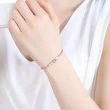 925 Silver/Rose Star Link Bracelet Star Charm Zircon Crystal Adjustable Chain